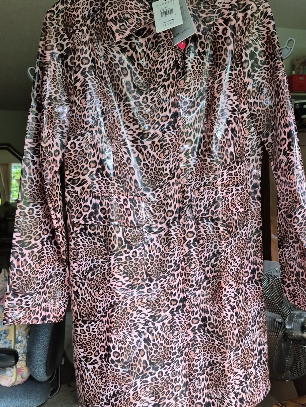 Noize Pink Leopard Print Full Length Raincoat Lined Y2K Barbiecore S/M